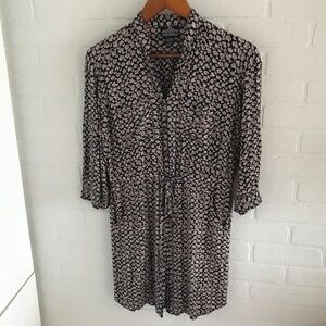 Vintage 90s Mini Shirtdress Coquette Dark Floral Print Roses Navy S POCKETS M